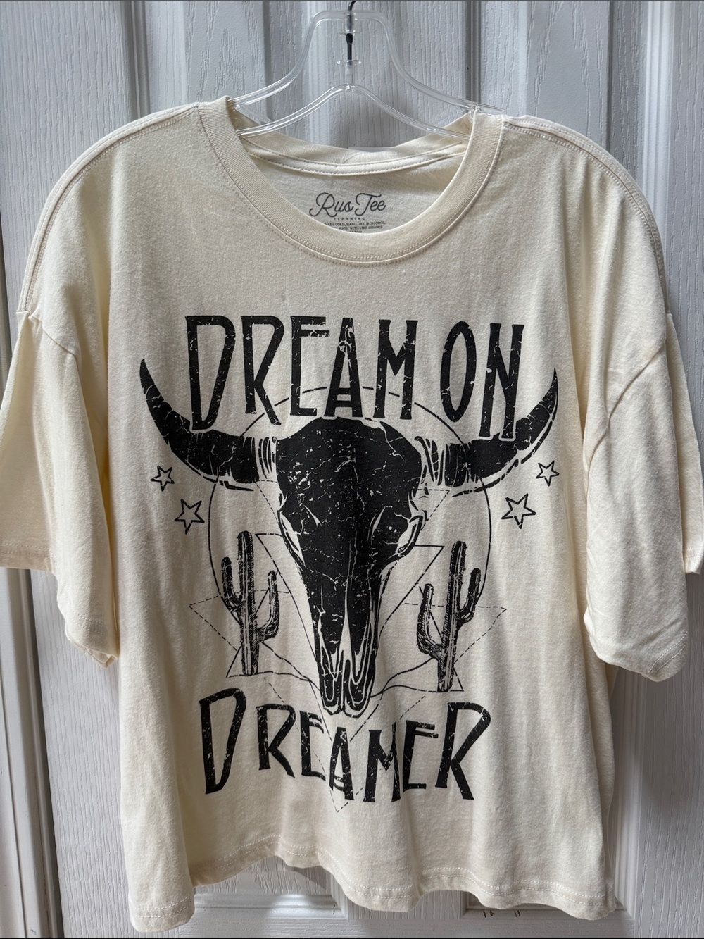 NWT Rus Tee Dream On Dreamer Graphic Tee - Black on Cream